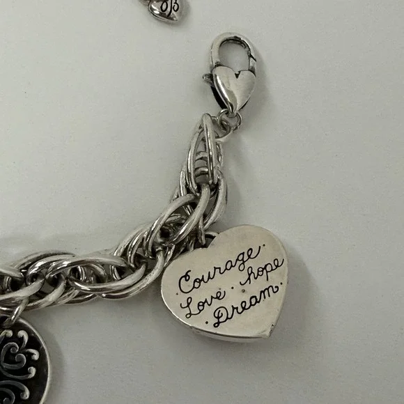 Brighton Heart of Hope Charm Bracelet Courage Love Hope Dream 7 1/2" - 8 1/2" - Picture 11 of 12